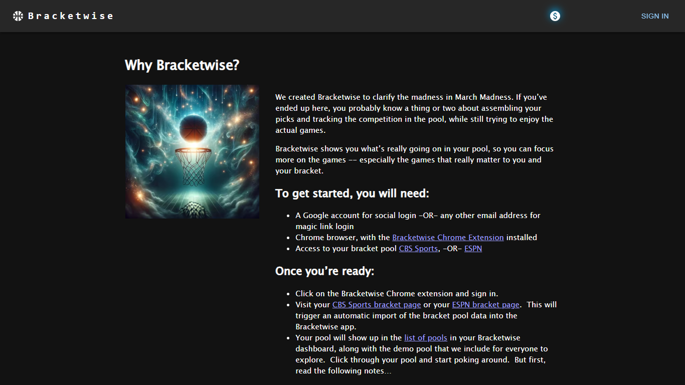 The Bracketwise app