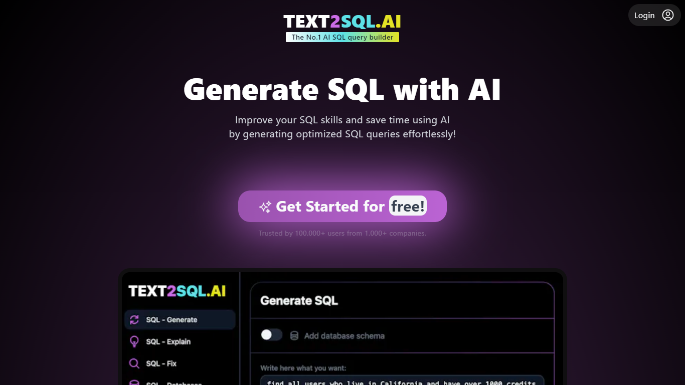 TEXT2SQL.AI - - SQL Query Builder}