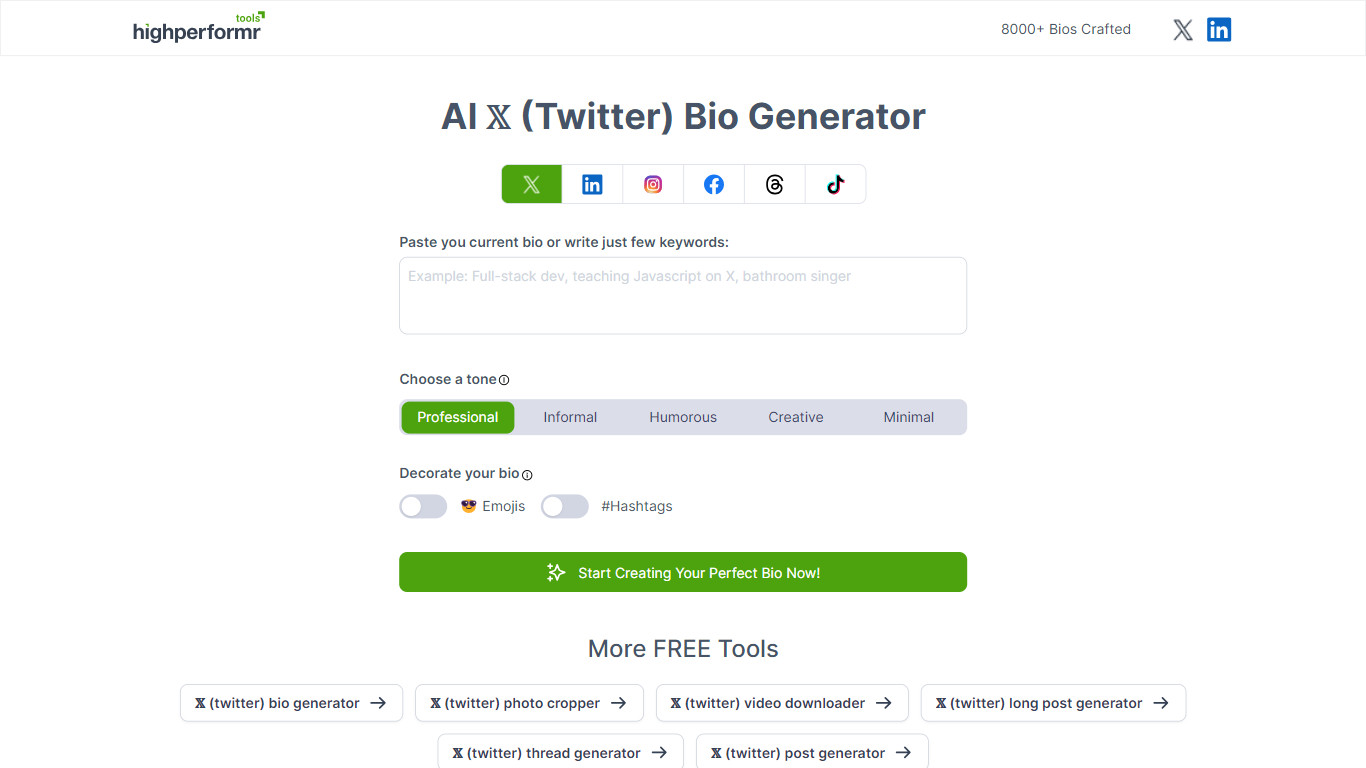 BioHP - AI Bio Generator}