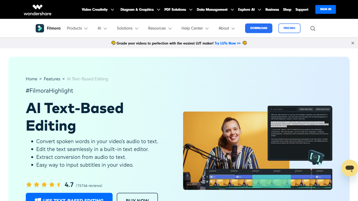 AI Text-Based Editing - Filmora