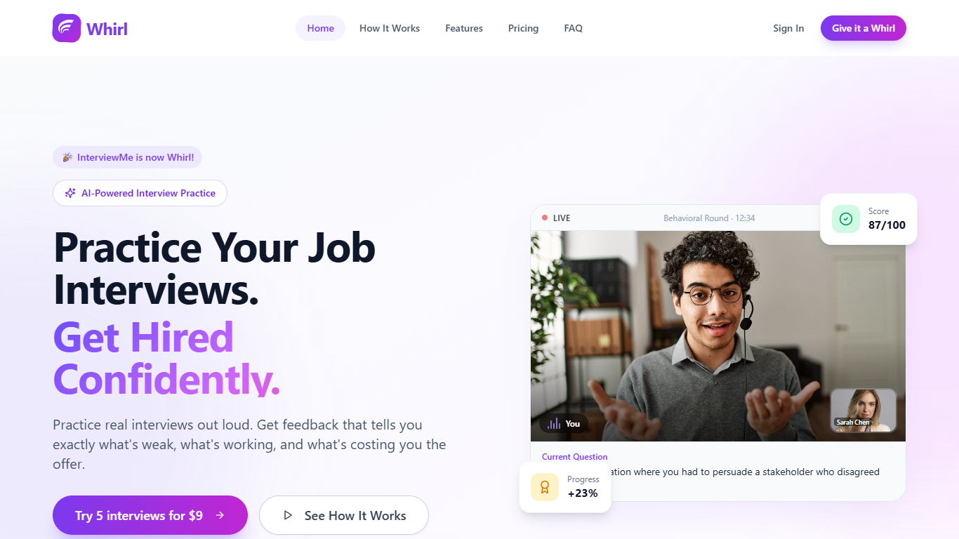 Whirl (formerly InterviewMe)
