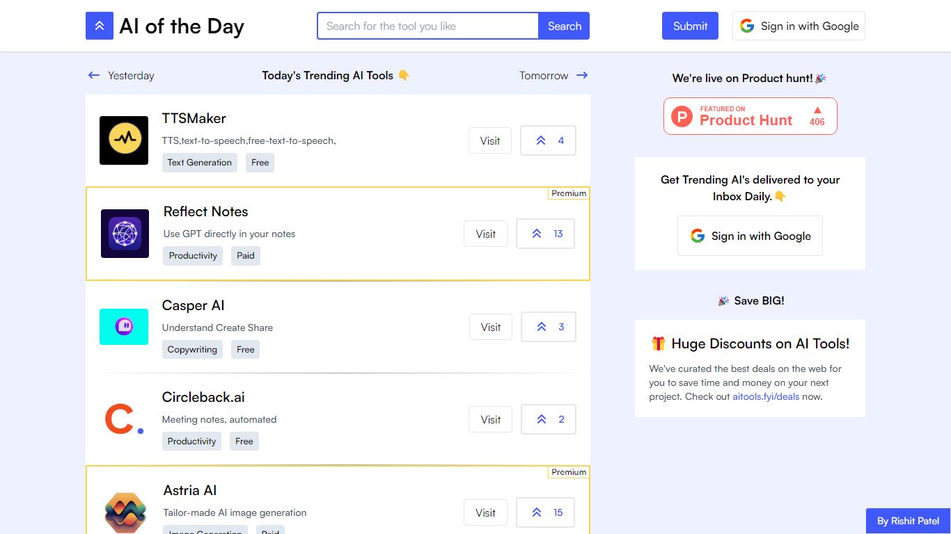 AI of the Day Pricing, Reviews, Alternatives - AI Productivity